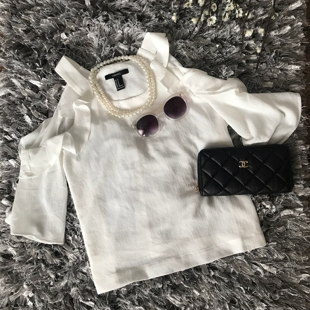Cold Shoulder White Top